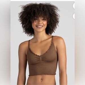 🔴 3/$12 No Boundaries Brown Ruffled Triangle Cami Bralette! NWT! Size Medium!